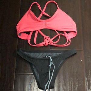 Jolyn two piece bathing suit plus* navy bottoms